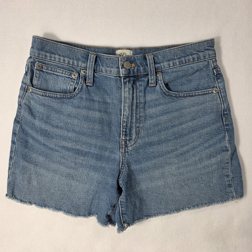 J.Crew Women's 27 Medium Wash High Rise Denim Shorts Raw Hems Cut Off Coastal